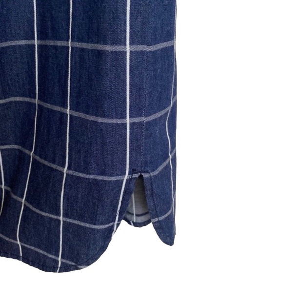 *NWOT* Max Studio Denim/Chambray Windowpane Collared Button Down Shirt Dress - Picture 10 of 12